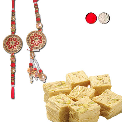 "Rakhi - BBR-915 A (Single Rakhi) ,500gms of Haldiram Soanpapdi  - Click here to View more details about this Product